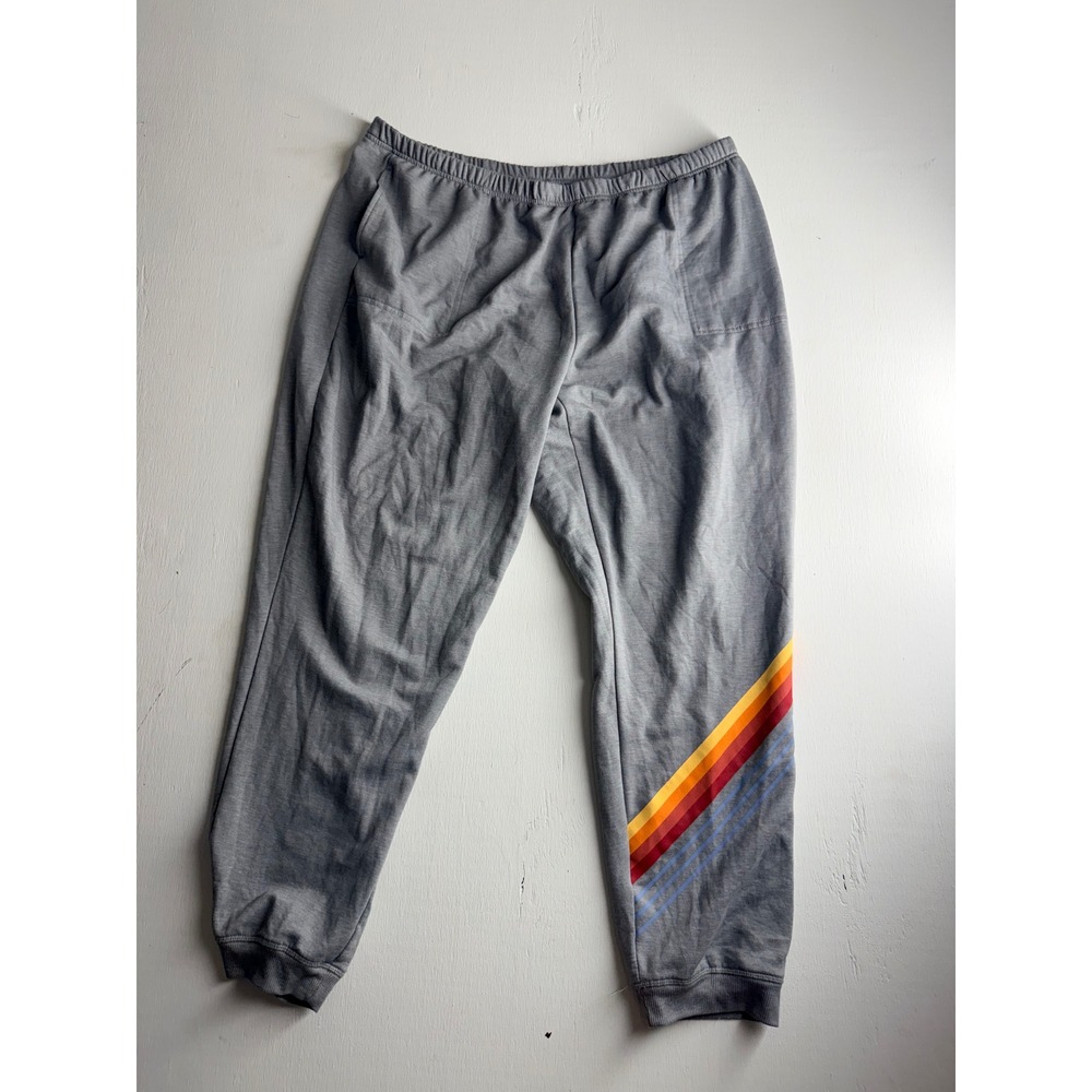 Joyspun Womens 2X Grey Rainbow Stripe Joggers Retro Lounge Sweatpants 18W-20W